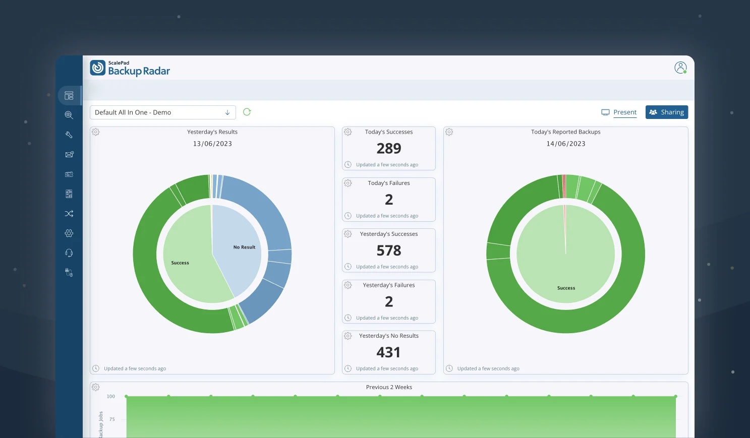 screenshot of ScalePad Backup Radar